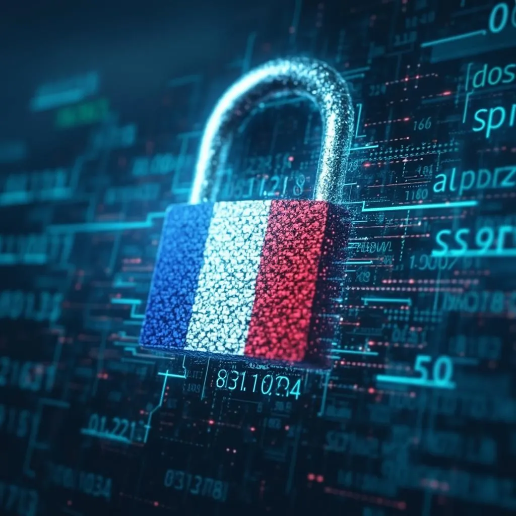 Symbole de la sécurité des données chez NeuroBudget avec un cadenas et un drapeau français.